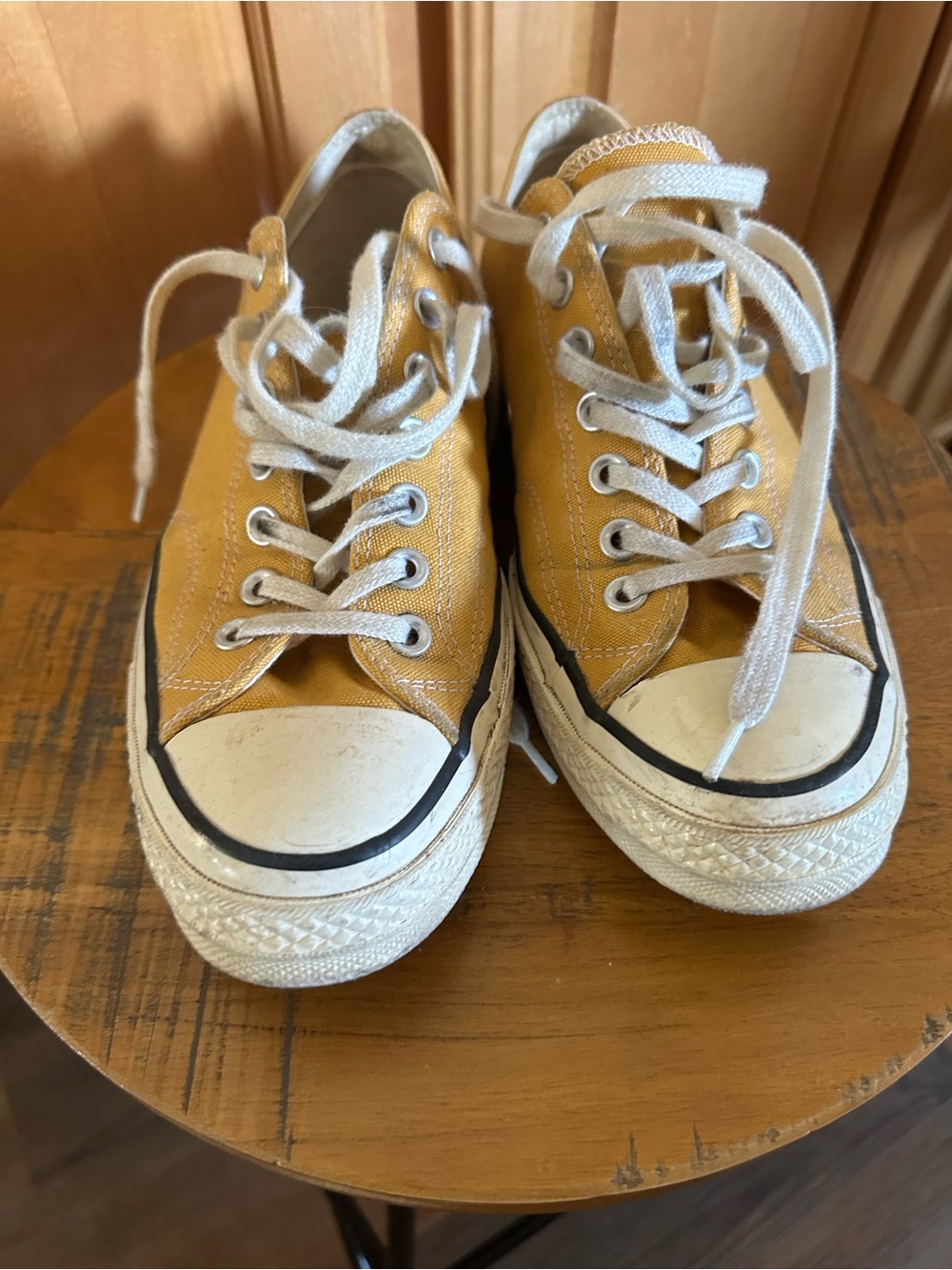 Converse Low-Top Canvas Sneakers in Mustard Yellow and White